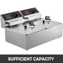 SucceBuy 12L  5000W Electric Deep Fryers Dual Tanks with Dual Basket & Lid Double Deep Fat Fryer Adjustable Temperature Control