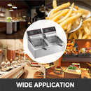 SucceBuy 12L  5000W Electric Deep Fryers Dual Tanks with Dual Basket & Lid Double Deep Fat Fryer Adjustable Temperature Control