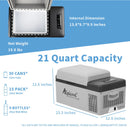 Alpicool C20 portable compressor fridge freezer 21Quart(20Liter) for car and home - 12V/24V DC and 110V AC