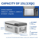 Alpicool C15 Portable Car Freezer,12 Volt Refrigerator, 16 Quart (15 Liter) Fast Cooling 12V Car Fridge -4℉~68℉, Car Cooler