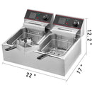 SucceBuy 12L  5000W Electric Deep Fryers Dual Tanks with Dual Basket & Lid Double Deep Fat Fryer Adjustable Temperature Control