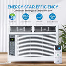 6000 BTU Window Air Conditioner, Smart WiFi AC Unit with Remote Control & Digital Display, Quiet Cooling for Small Rooms up to 250 Sq. Ft., Dehumidifier & Fan Modes, Easy Installation, White