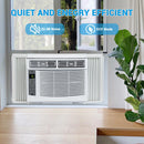 6000 BTU Window Air Conditioner, Smart WiFi AC Unit with Remote Control & Digital Display, Quiet Cooling for Small Rooms up to 250 Sq. Ft., Dehumidifier & Fan Modes, Easy Installation, White